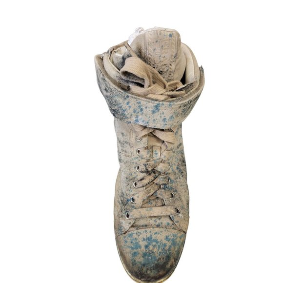 Prada Women's size 7.5 blue paint splash high top sneaker - Picture 3 of 16
